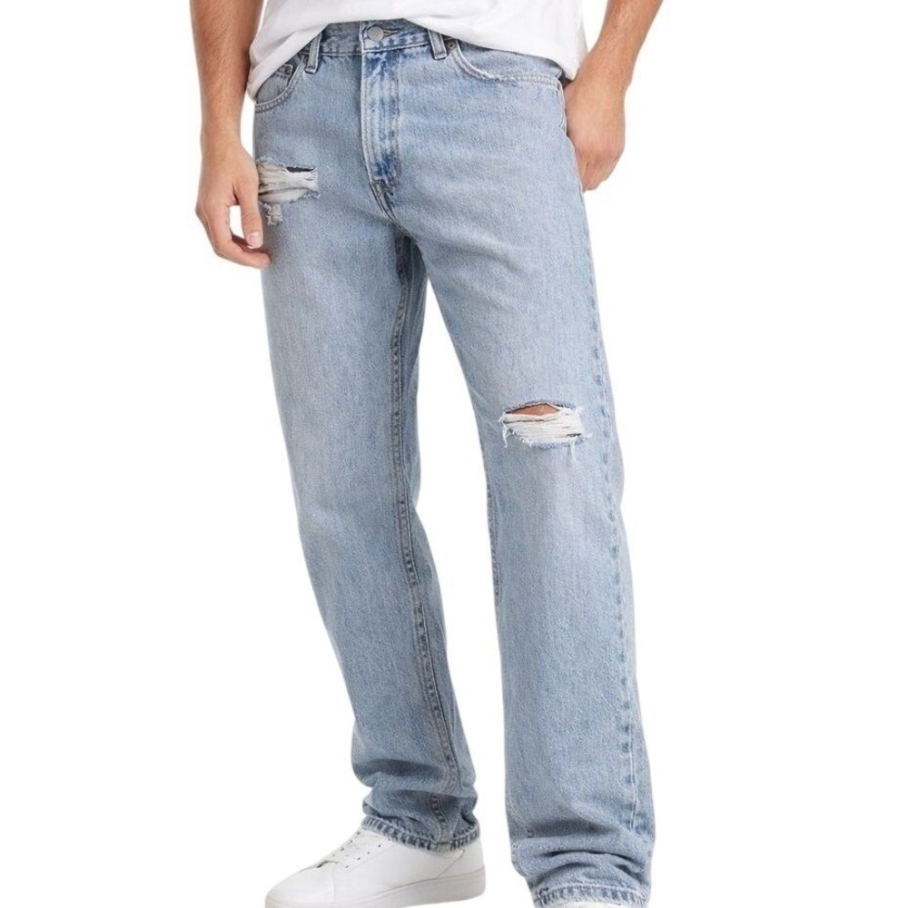 Levis 550 Relaxed Fit Tapered Leg Jeans Mens 36x32 Light Wash Distressed Dad Y2K